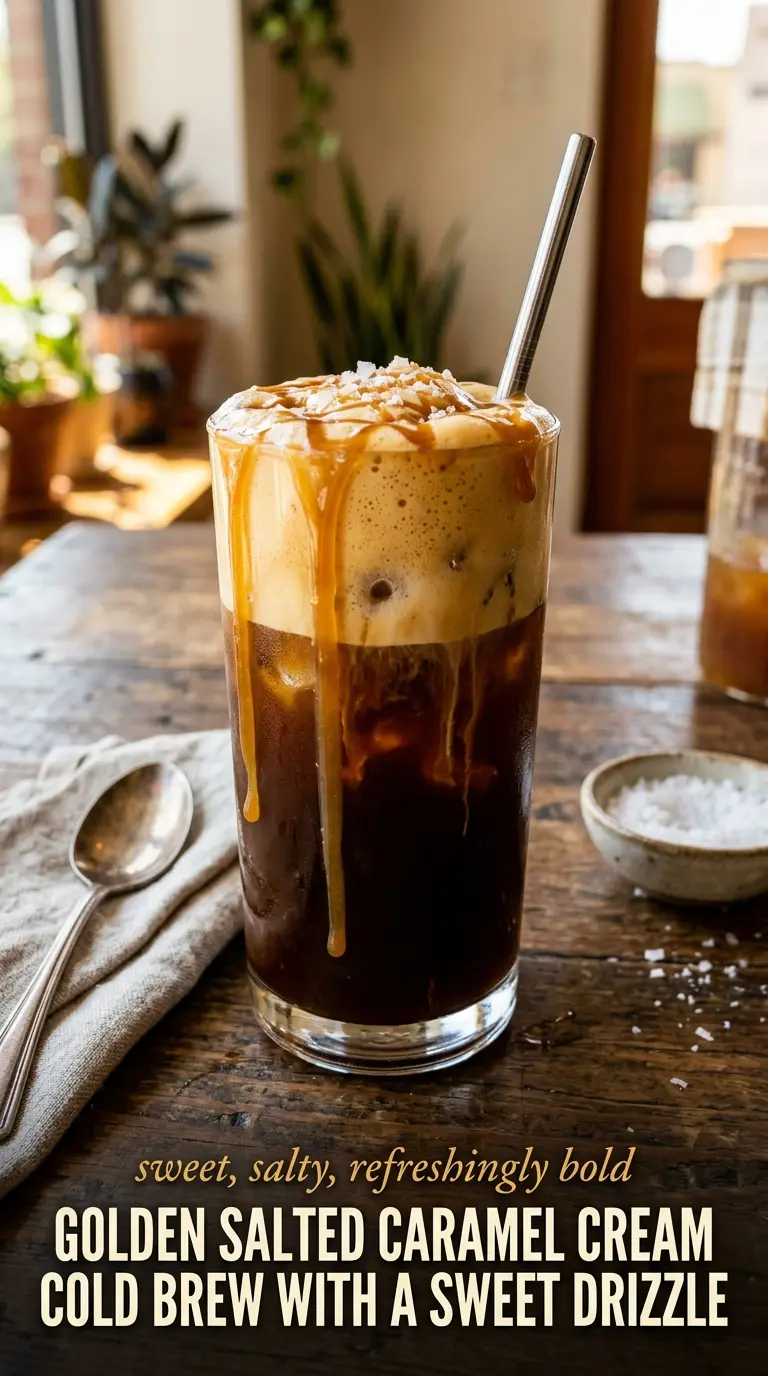 Salted Caramel Cream Cold Brew creamy caramel coffee