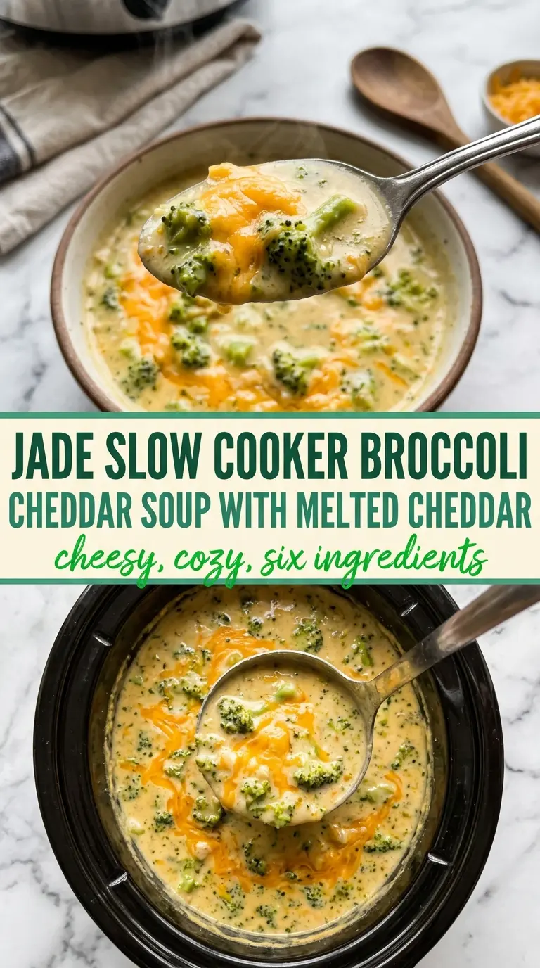 Slow Cooker Broccoli Cheddar Soup creamy cheesy broccoli