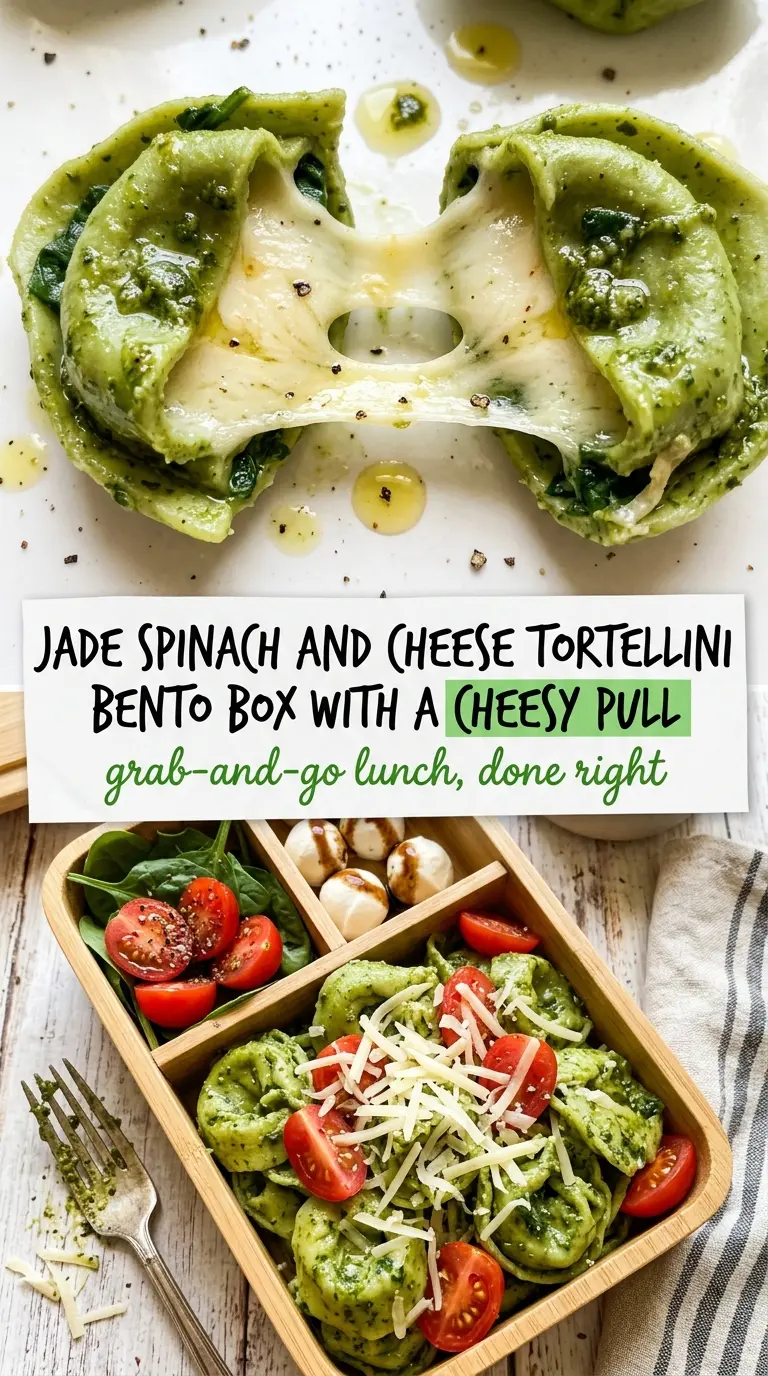 Spinach and Cheese Tortellini Bento Box, fresh, colorful, creamy