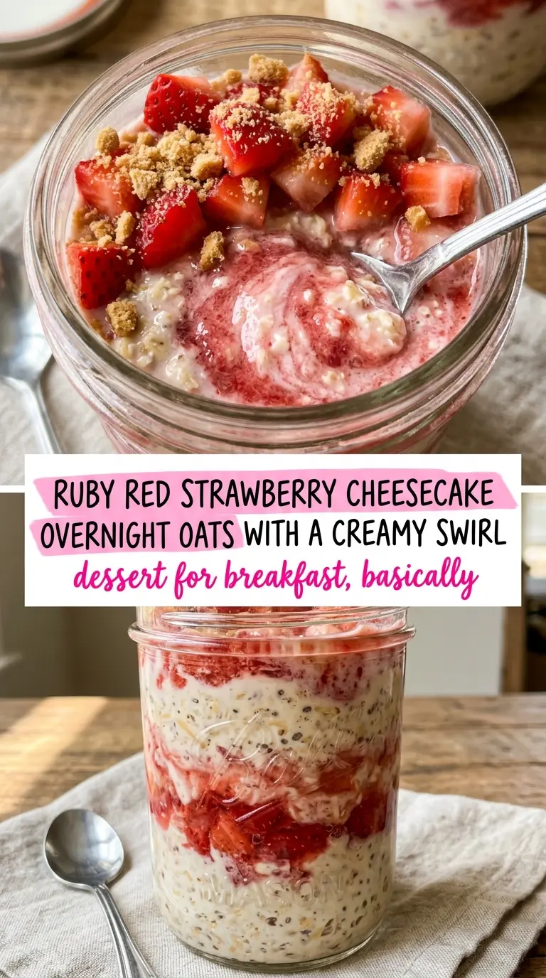 Strawberry Cheesecake Overnight Oats creamy pink layered