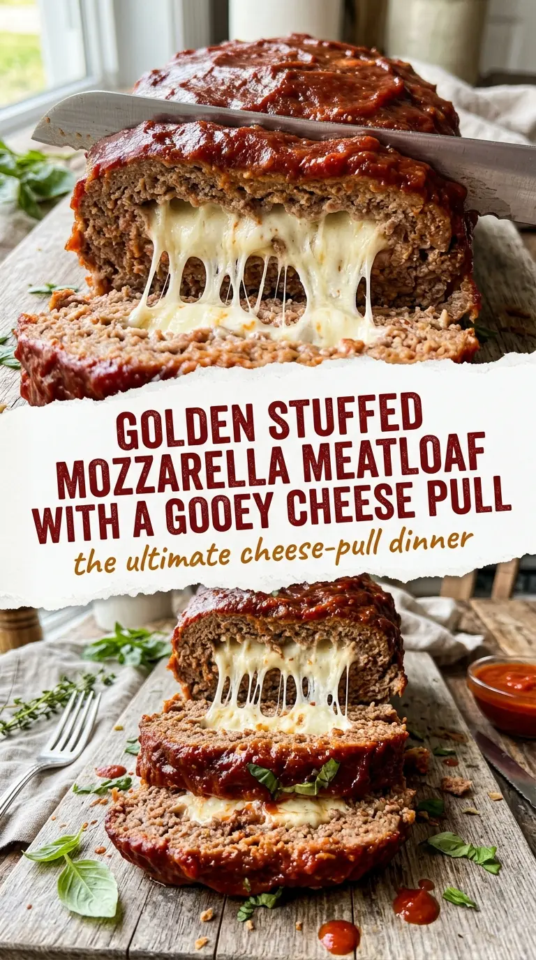 Stuffed Mozzarella Meatloaf cheesy savory