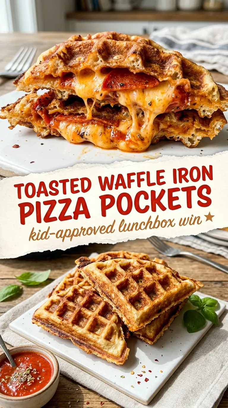Waffle Iron Pizza Pockets crisp cheesy handheld