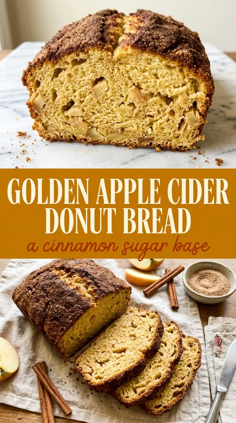Apple Cider Donut Bread with crackly cinnamon sugar, spiced loaf