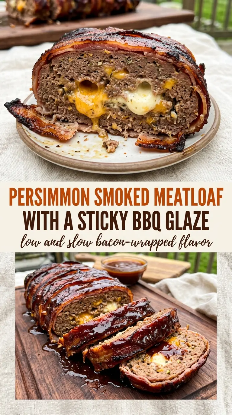 Smoked Bacon Meatloaf glossy crispy sliced