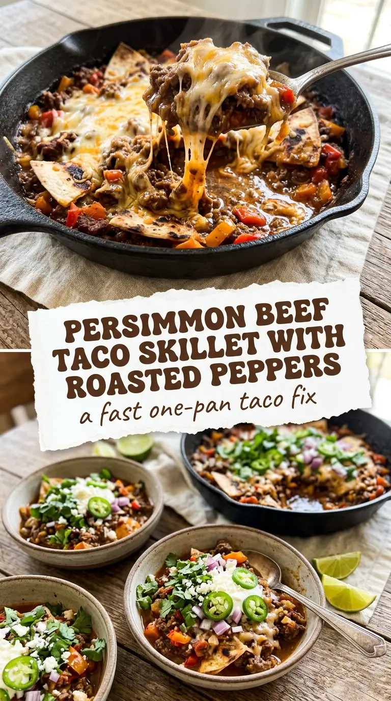 Beef taco skillet hearty saucy cheesy
