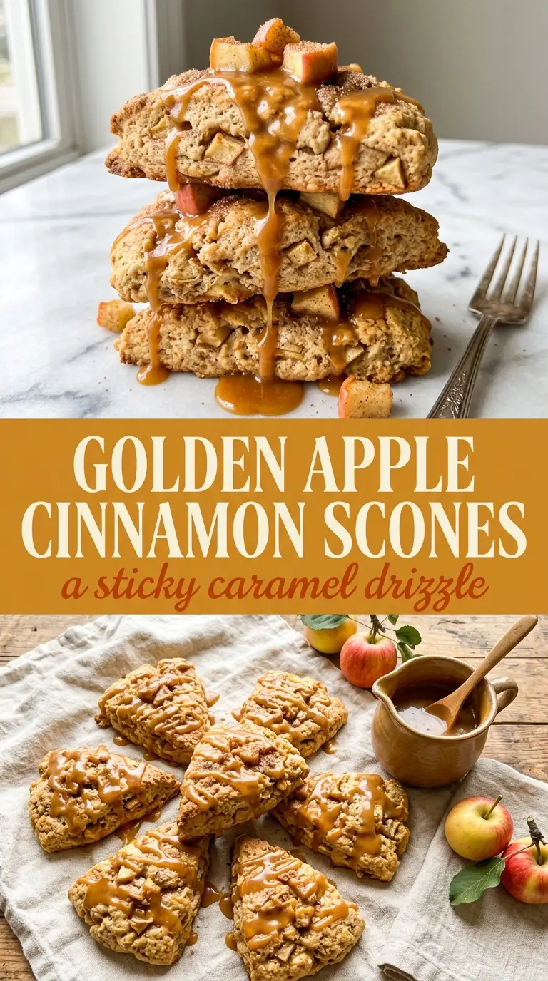 Caramel Apple Cinnamon Scones flaky buttery caramel