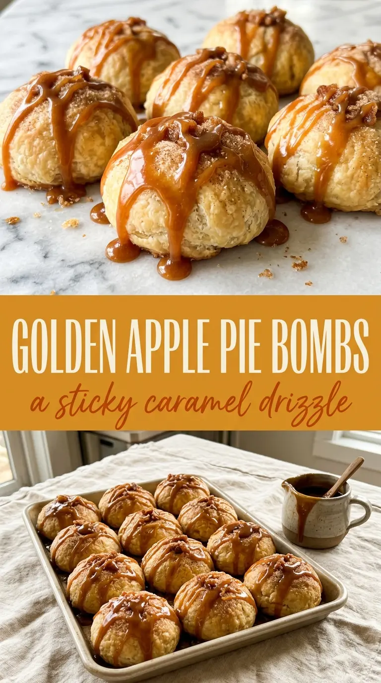 Caramel Apple Pie Bombs gooey golden flaky