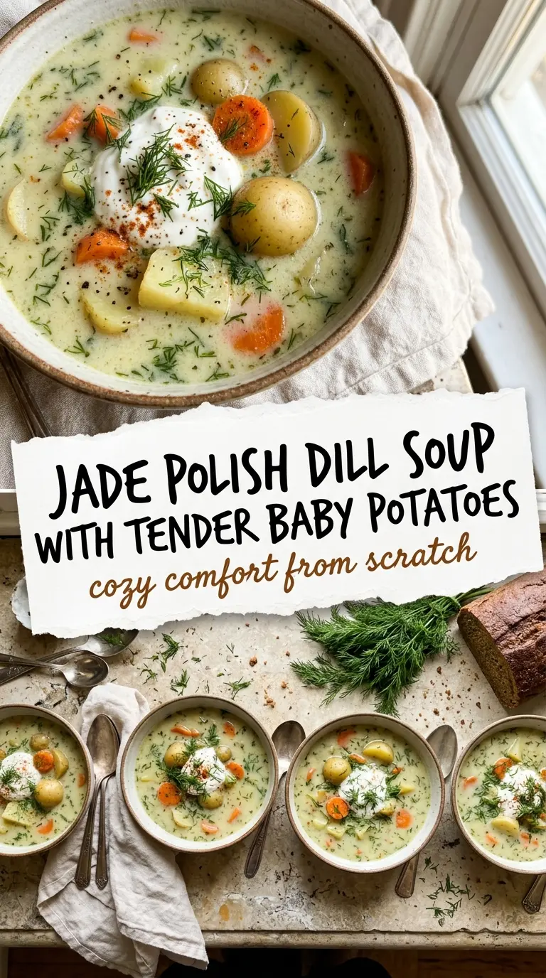 Polish dill soup with potatoes, creamy, tangy, herbaceous