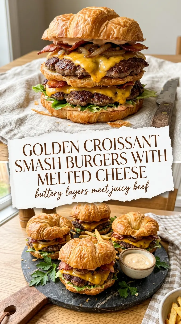 Croissant Smash Burgers flaky juicy melty cheese