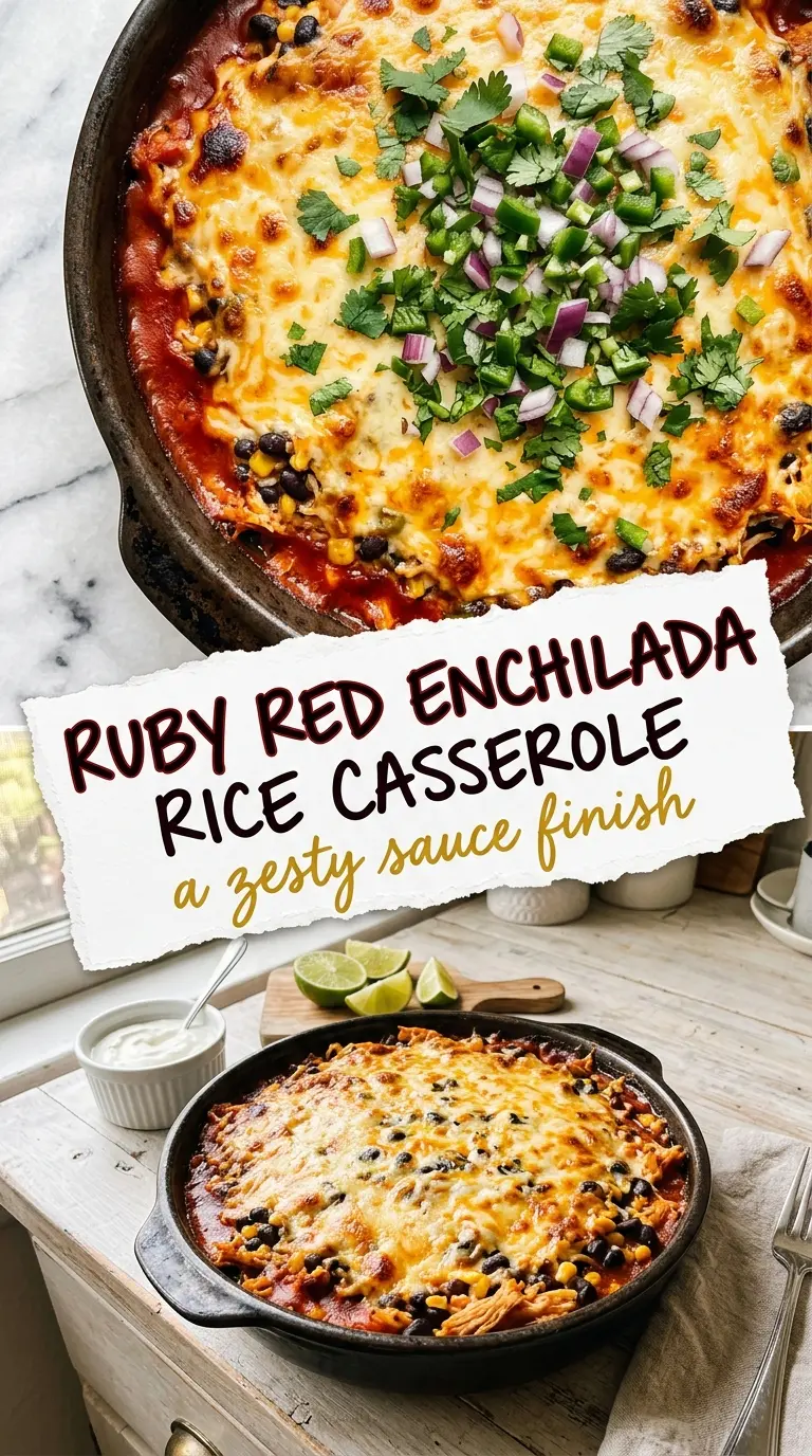 Easy Chicken Enchilada Rice Casserole cheesy, hearty, baked