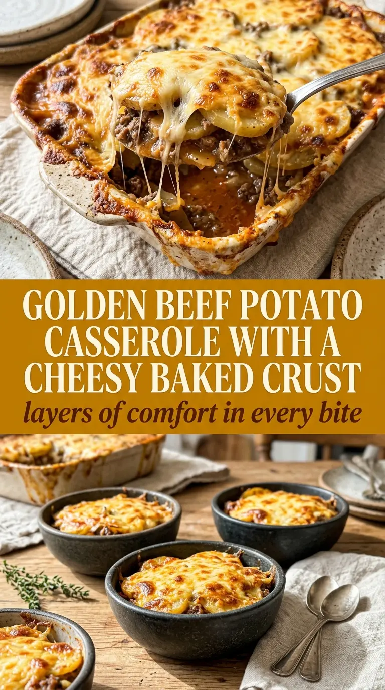 Ground Beef and Potato Casserole creamy layers golden cheddar