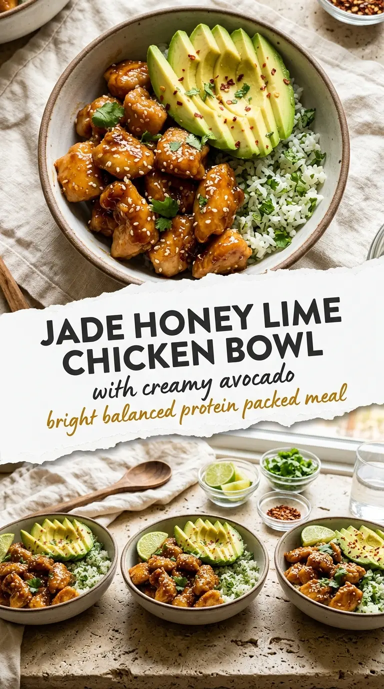 Honey Lime Chicken Bowl glossy vibrant fresh avocado