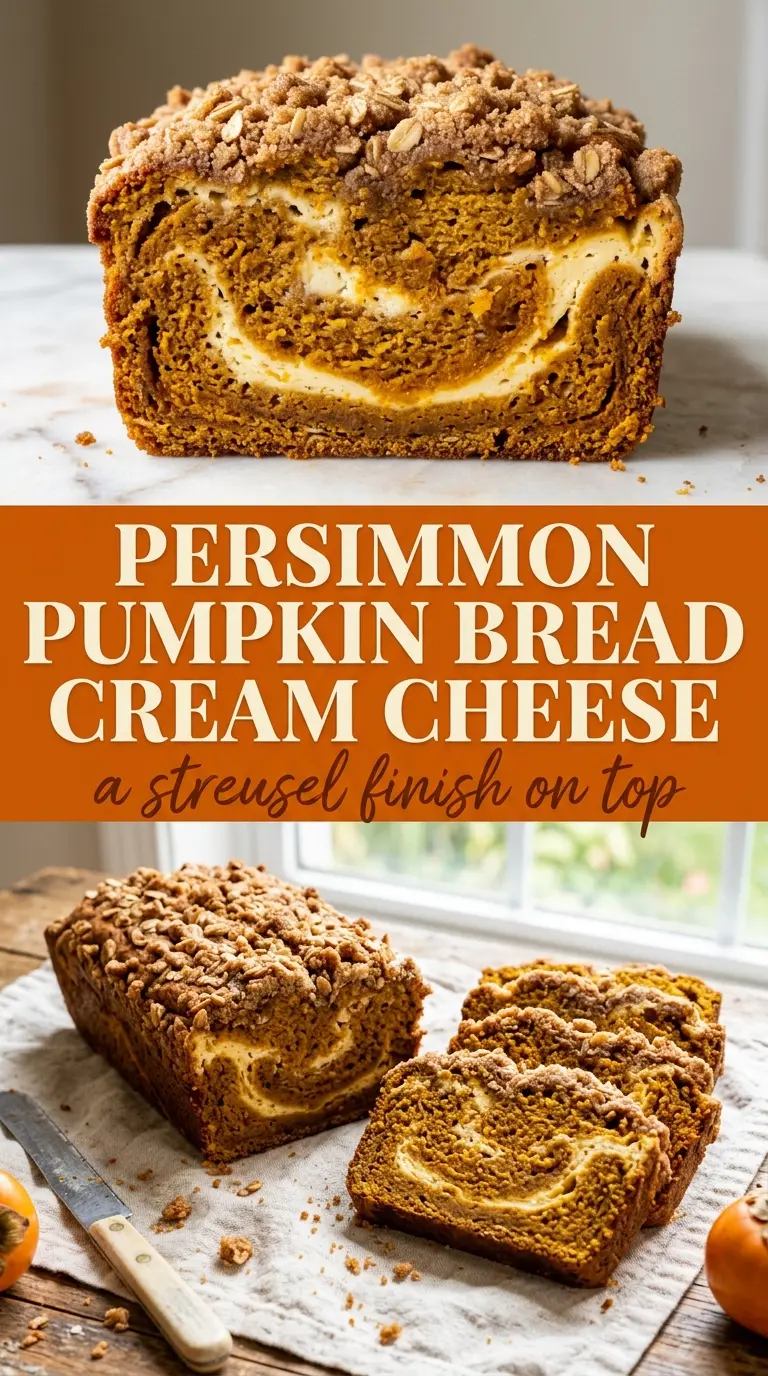 Pumpkin Cream Cheese Swirl Bread With Streusel Topping moist swirled crumb