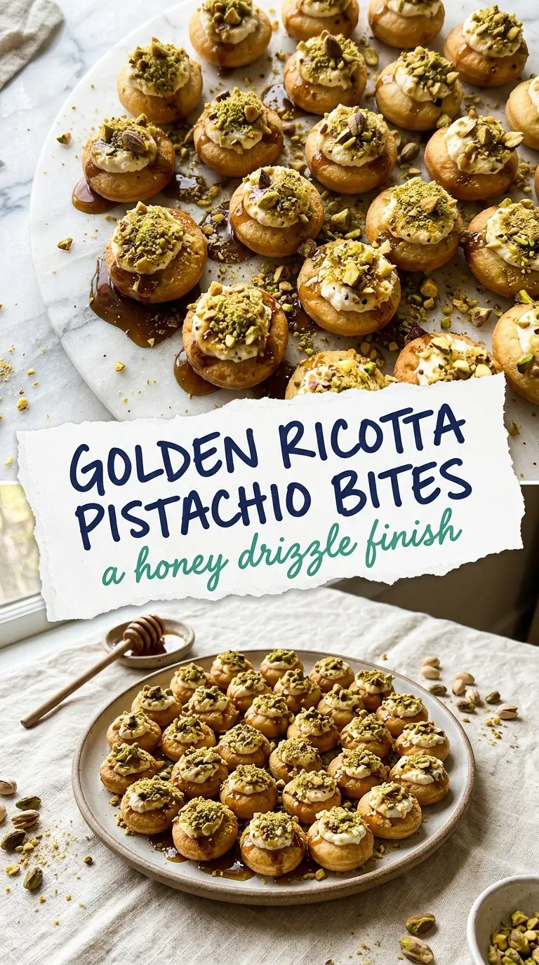 Ricotta Pistachio Honey Bites creamy glossy crunchy