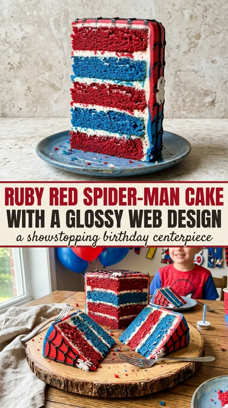 Spider-Man cake red blue spiderweb