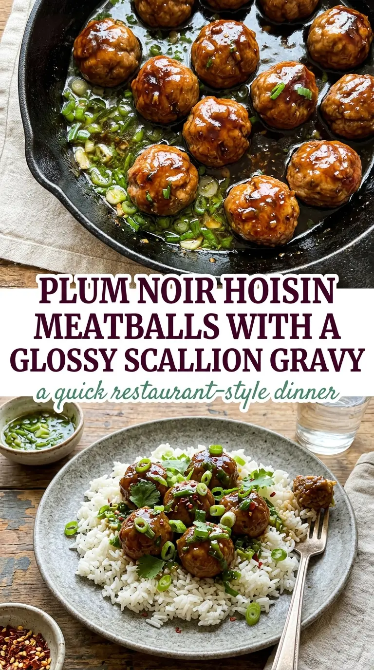 Hoisin Meatballs sticky glossy scallion garnish