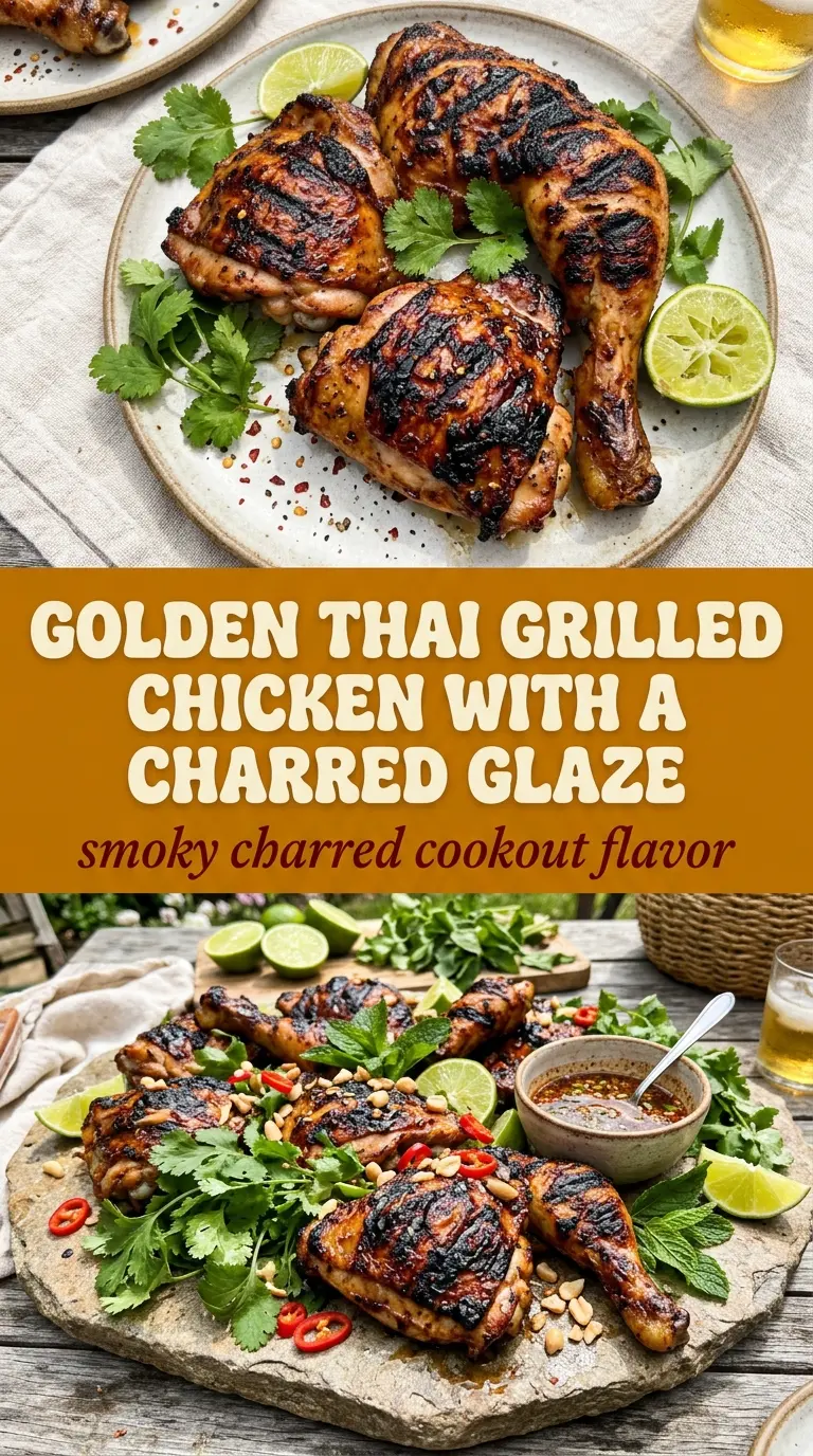 Thai grilled chicken smoky charred juicy